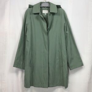 ☔️ London Fog Sage/Mint Rain Hoodie Trench Coat Jacket with Pockets Sz.M